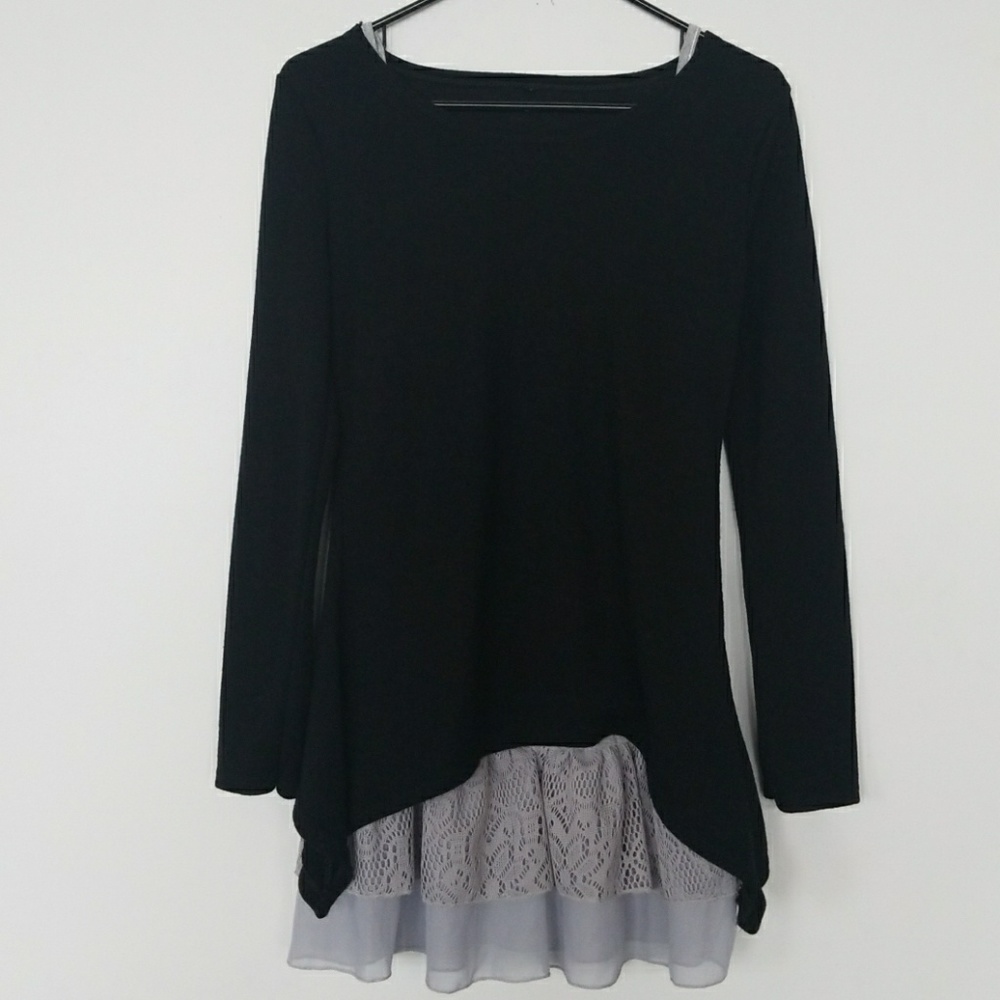Black Layered Tunic Sweater